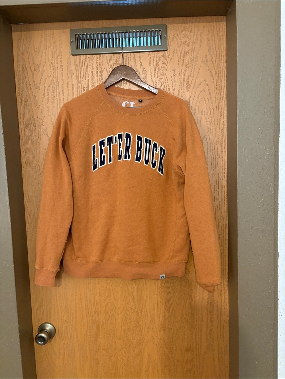 Pendleton Men's Crewneck Sweatshirt in Rust Orange with Navy Lettering